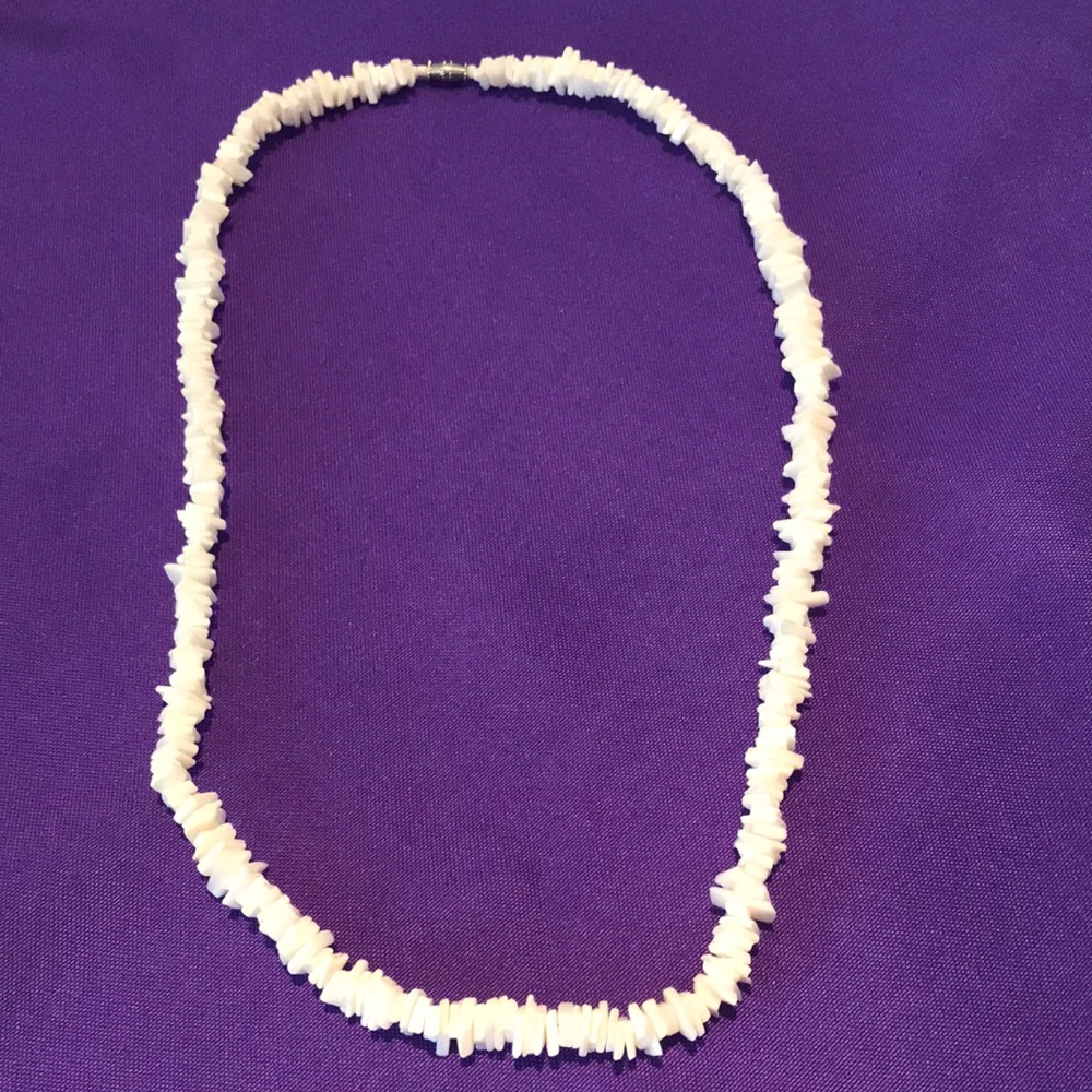 25” long white stone necklace with barrel clasp